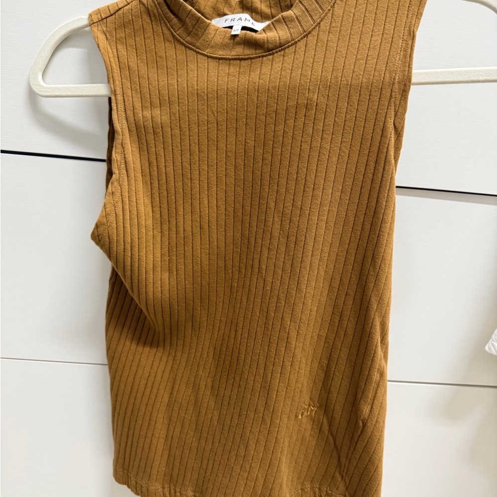 Frame Denim Tan Ribbed Muscle Tee